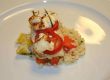 Zander mit angetrockneter Tomate & Schafskäse, dazu Gemüsebulgur