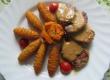 Schweinslungenbraten in Pfefferrahmsoße mit Karotten und Kroketten Schweinslungenbraten in Pfefferrahmsoße mit Karotten und Kroketten