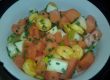 Wassermelonen-Birnen-Salat mit Garnelen Wassermelonen-Birnen-Salat mit Garnelen