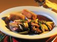 Maibockschnitzel mit Spargel und Rhabarber