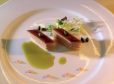 Parfait von der Gänseleber mit Quitten und Pistazienöl