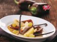 Glasierter Paprika mit Birnen, Weintrauben und Vanille