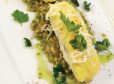 Gebratenes Zanderfilet mit Krenkruste und Gerstlrisotto