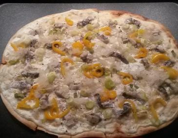 Flammkuchen mit Hering Flammkuchen mit Hering