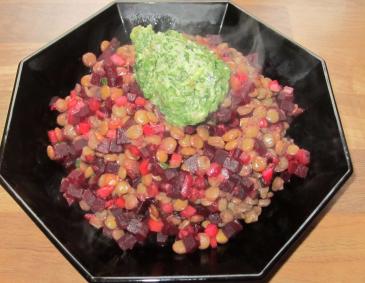 Specklinsen mit Roten Rüben und Pesto Specklinsen mit Roten Rüben und Pesto