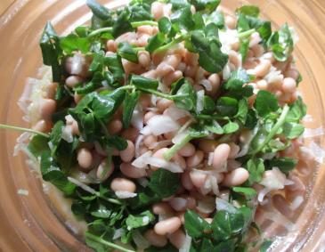 Bohnensalat mit Brunnenkresse Bohnensalat mit Brunnenkresse