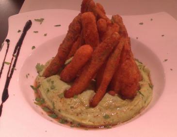 Gebackener Spargel auf Bärlauchpüree Gebackener Spargel auf Bärlauchpüree