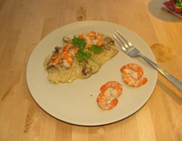 Garnelen auf Herrenpilz-Risotto Garnelen auf Herrenpilz-Risotto