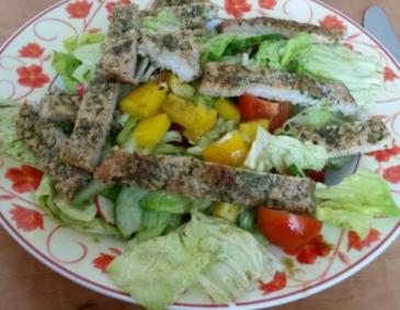 Hühnerstreifen Salat Hühnerstreifen Salat
