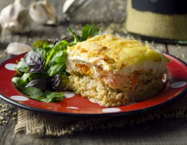 Hirselasagne mit Lachs Hirselasagne mit Lachs
