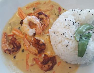 Shrimps mit Erdnussbuttersauce Shrimps mit Erdnussbuttersauce
