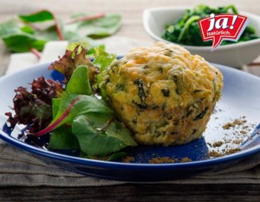 Hirse-Muffins mit Blattspinat und Bergkäse Hirse-Muffins mit Blattspinat und Bergkäse