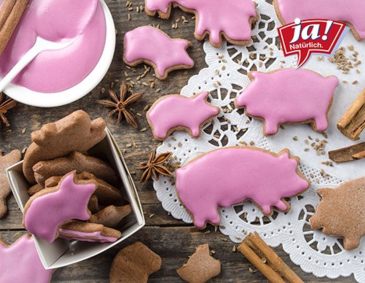 Lebkuchen-Glücksschweinchen Lebkuchen-Glücksschweinchen