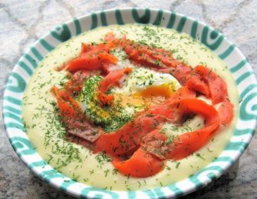 Zellersuppe mit Räucherlachs Zellersuppe mit Räucherlachs