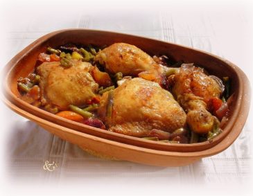 Henderl mit Gemüse Im Römertopf Henderl mit Gemüse Im Römertopf