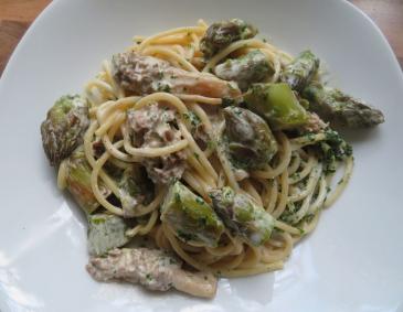Spaghetti mit Spargel und Morcheln Spaghetti mit Spargel und Morcheln