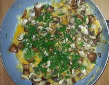 Eierspeise mir Champignons und Schnittlauch Eierspeise mir Champignons und Schnittlauch