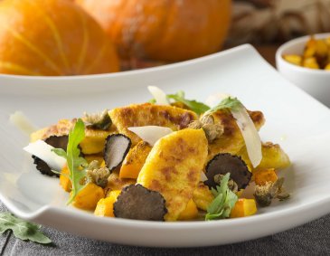 Kürbis-Ziegenkäsegnocchi mit Trüffel Kürbis-Ziegenkäsegnocchi mit Trüffel