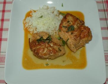 Putensteaks mit Reis Putensteaks mit Reis