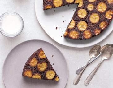 Upside-Down-Kuchen Banane-Schoko