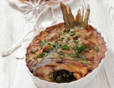 Gebackener Karpfen mit Pilzen Gebackener Karpfen mit Pilzen