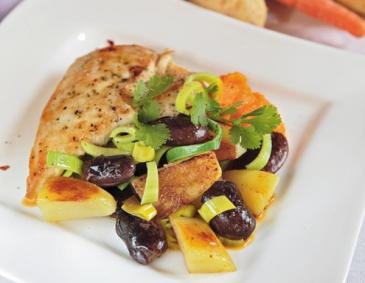Hühnerbrust auf Käferbohnen-Kartoffelrösti und Karottenpüree Hühnerbrust auf Käferbohnen-Kartoffelrösti und Karottenpüree