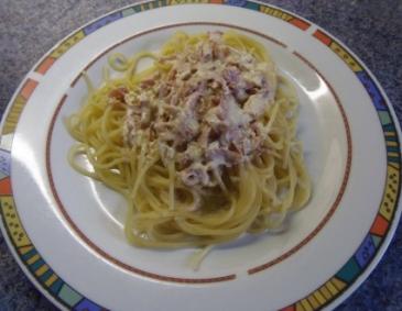 Spaghetti mit Schinkensauce Spaghetti mit Schinkensauce