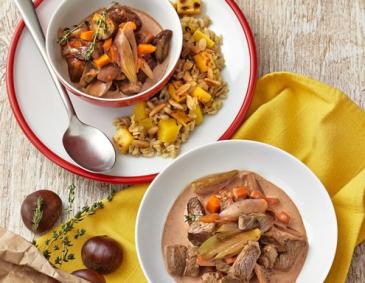 Lamm-Maroni-Ragout mit Kürbis-Dinkelrisotto Lamm-Maroni-Ragout mit Kürbis-Dinkelrisotto