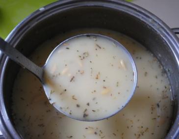 Selleriesuppe mit Kräutern und Pinienkernen Selleriesuppe mit Kräutern und Pinienkernen