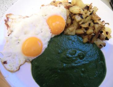 Spinat mit Spiegelei und Kartoffeln Spinat mit Spiegelei und Kartoffeln