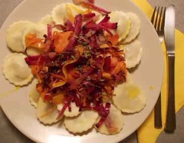 Tortelli mit Karotten und Schinkenspeck Tortelli mit Karotten und Schinkenspeck