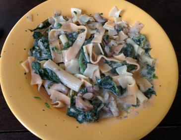 Nudeln in Spinat-Schwammerl-Sauce Nudeln in Spinat-Schwammerl-Sauce