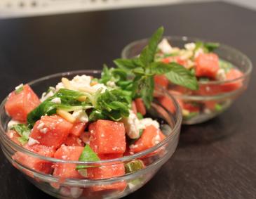 Melonensalat mit Schafkäse Melonensalat mit Schafkäse