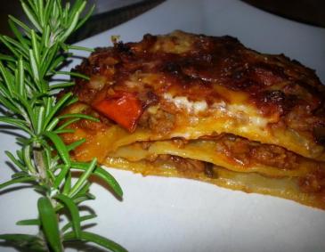 Kürbis-Lasagne mit Faschiertem Kürbis-Lasagne mit Faschiertem