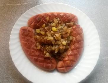Augsburger mit Rösterdäpfel Augsburger mit Rösterdäpfel