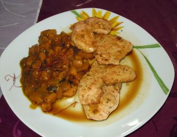 Putenkeule mit Koriander und Kürbis Putenkeule mit Koriander und Kürbis