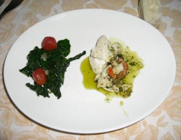 Fisch mit Spinatnest und confierten Tomaten Fisch mit Spinatnest und confierten Tomaten