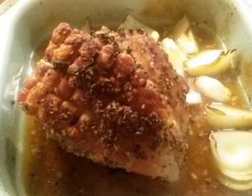 Jungschweinsbraten mit Schwarte Jungschweinsbraten mit Schwarte