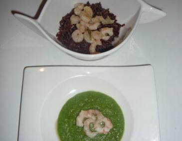 Riz Rouge mit Garnelen und Brokkoli-Creme Rezept Riz Rouge mit Garnelen und Brokkoli-Creme Rezept