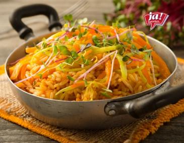 Vegetarischer Kürbis-Paprika-Reis