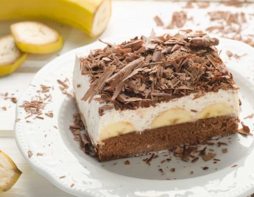 Bananenschnitten mit Schokoblättchen Bananenschnitten mit Schokoblättchen