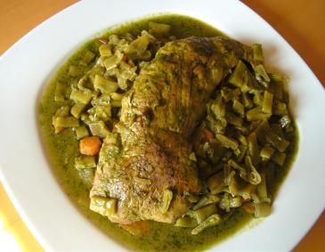 Kalbsfilet auf Bärlauchfisolen Kalbsfilet auf Bärlauchfisolen