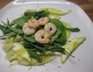 Gegrillte Gambas mit Cedro-Carpaccio und Rucola Gegrillte Gambas mit Cedro-Carpaccio und Rucola