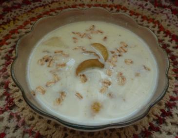 Haferbrei mit Pfirsich und Joghurt Haferbrei mit Pfirsich und Joghurt