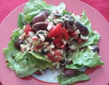 Salat mit Käferbohnen, Tomaten und Radieschen Salat mit Käferbohnen, Tomaten und Radieschen