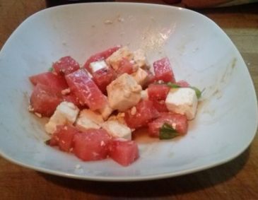 Wassermelonen-Schafskäse-Salat Wassermelonen-Schafskäse-Salat