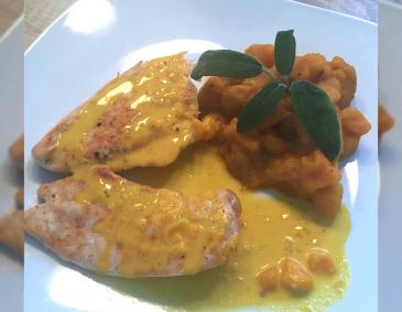 Putenfleisch mit Kürbisgemüse Putenfleisch mit Kürbisgemüse