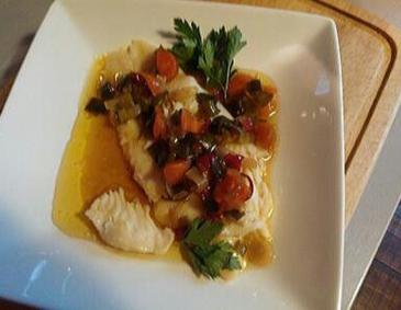 Wolfsbarsch mit Chili-Limetten-Sauce Wolfsbarsch mit Chili-Limetten-Sauce