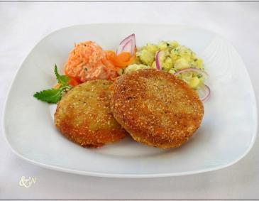 Kohlrabischnitzel mit Karottendip Kohlrabischnitzel mit Karottendip