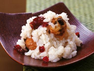 Ginseng-Risotto mit Maroni Berberitzen